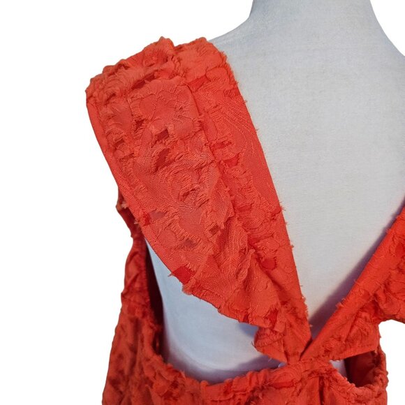 NWT Lauren Conrad Orange Boho Ruffle T Back Tank Top sz OX - Picture 5 of 9